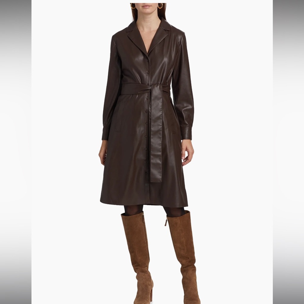 Kobi Halperin's Dixie faux leather midi shirtdress - Picture 2 of 10